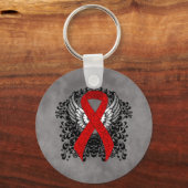 Red Awareness Ribbon mit Flügeln Schlüsselanhänger (Vorderseite)