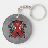 Red Awareness Ribbon mit Flügeln Schlüsselanhänger (Rückseite)