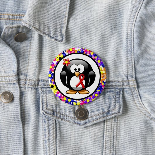 Red Awareness Ribbon Penguin Button (Beispiel)
