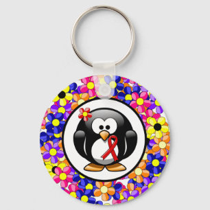 Red Awareness Ribbon Penguin Schlüsselanhänger