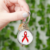 Red Awareness Ribbon Premium Schlüsselanhänger (Hand)