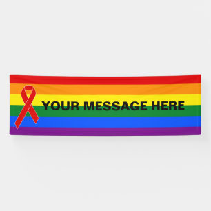 Red Awareness Ribbon & Regenbogenflagge + Ihre Nac Banner