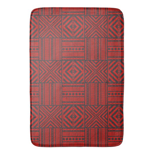 Red Aztec Boho Badematte (Vorderseite Vertikal)