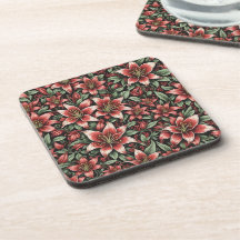 Red Aztec Lily Pattern