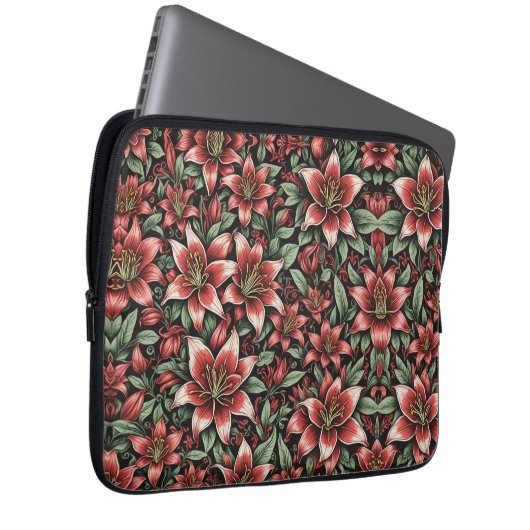Red Aztec Lily Pattern Laptopschutzhülle (Vorne Rechts)