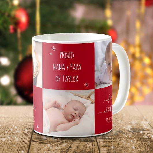 Red Baby 4 Foto First Christmas Großeltern Name Kaffeetasse