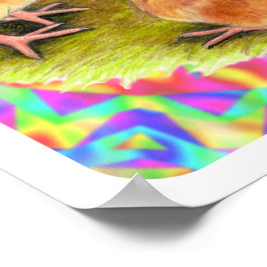 Red Baby Chicks Poster (Ecke)