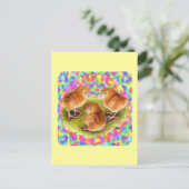 Red Baby Chicks Postkarte (Stehend Vorderseite)