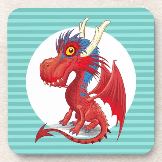 Red Baby Dragon Hard Plastic Untersetzer (Vorderseite)