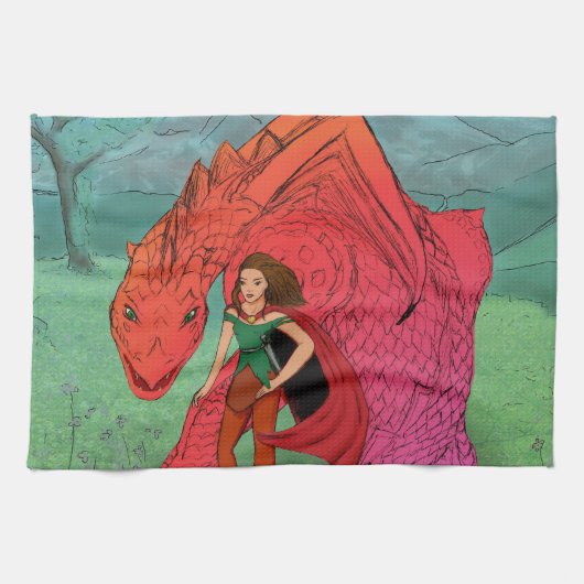Red Baby Dragon Küchentuch (Horizontal)
