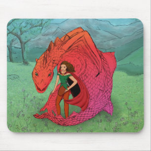 Red Baby Dragon Mousepad