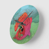 Red Baby Dragon Runde Wanduhr (Winkel)
