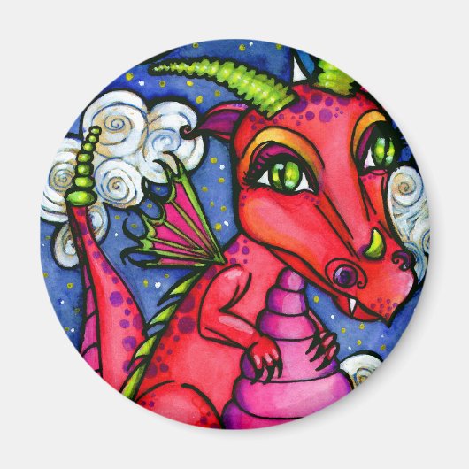 Red Baby Dragon Super Niedlich Magnet (Vorne)