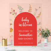 Red Baby in Bloom Girl Duwer Begrüßung Wildblumen Acrylschild (Hochzeit)