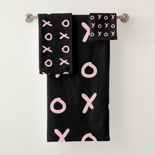 Red & Baby Pink X O XO XO Niedlich Badhandtuch Set (Insitu)