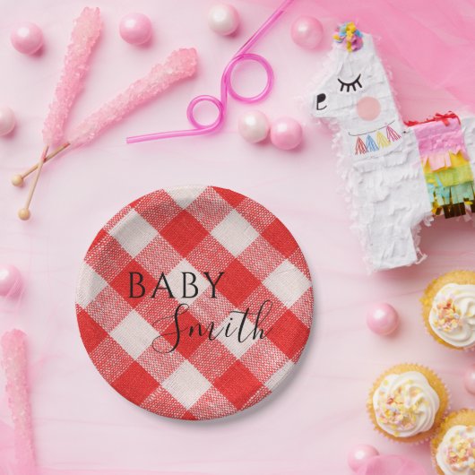 Red Baby Q Baby Dusche Barbecue GRILLEN Pappteller (Party)