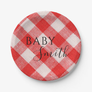 Red Baby Q Baby Dusche Barbecue GRILLEN Pappteller