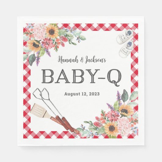 Red Baby-Q Dusche Personalisiert Napkins Serviette (Vorderseite)