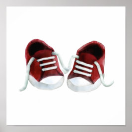 Red Baby Sneakers Malerei Art Print, Poster