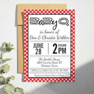 Red BabyQ GRILLEN Baby Shower Einladung