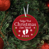 Red Babys Erstes Weihnachtsfest Foto Snowflake & L Keramik Ornament