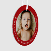 Red Baby's First Christmas 1 Foto Geburtsdatum Ornament (Vorderseite)