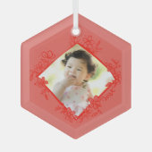 Red Baby's First Christmas Ornaments Ornament Aus Glas (Vorderseite)