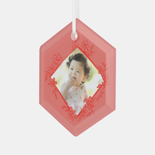 Red Baby's First Christmas Ornaments Ornament Aus Glas (Vorderseite Links)