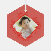 Red Baby's First Christmas Ornaments Ornament Aus Glas (Rückseite)