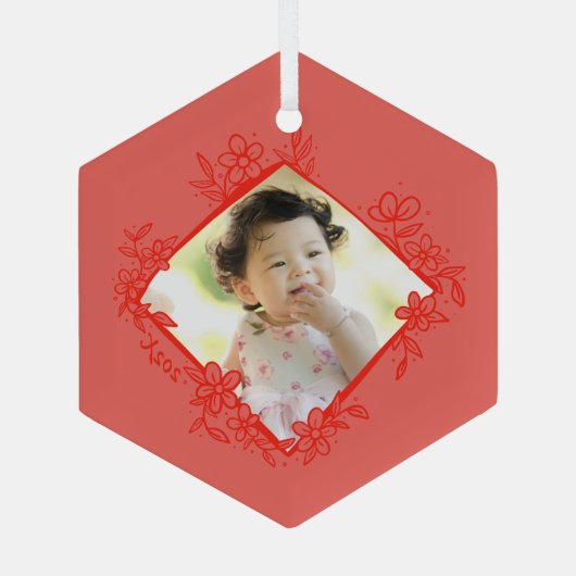 Red Baby's First Christmas Ornaments Ornament Aus Glas (Rückseite)