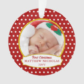 Red Baby's First Christmas Photo Ornament (Vorderseite)