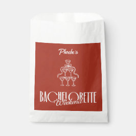 Red Bachelorette Weekend Weingläser Doodle Geschenktütchen