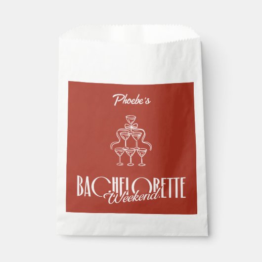 Red Bachelorette Weekend Weingläser Doodle Geschenktütchen (Vorderseite)