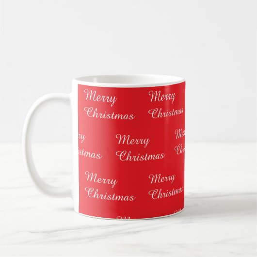 Red back ground with Merry Christmas repeated Kaffeetasse (Links)