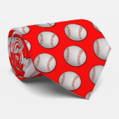 Red Background (Baseball-Muster) Krawatte (Gerollt)