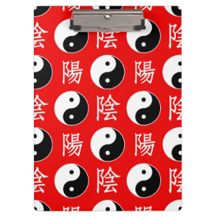 Red Background Chinesisches Yinyang-Muster Klemmbrett