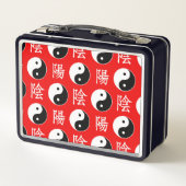 Red Background Chinesisches Yinyang-Muster Metall Brotdose (Rückseite)