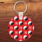 Red Background Chinesisches Yinyang-Muster Schlüsselanhänger (Rückseite)
