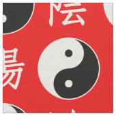 Red Background Chinesisches Yinyang-Muster Stoff (Nahaufnahme)