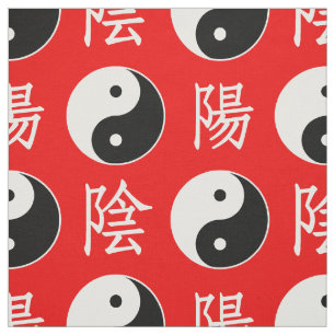 Red Background Chinesisches Yinyang-Muster Stoff