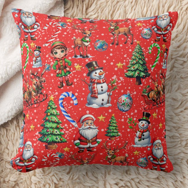 Red Background Christmas Decorative Pattern Kissen (Von Creator hochgeladen)