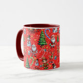 Red Background Christmas Decorative Pattern Tasse (Vorderseite Links)