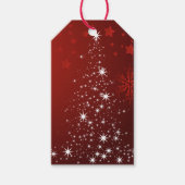 Red Background mit Starry Christmas Tree Geschenkanhänger (Vorderseite)