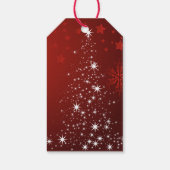 Red Background mit Starry Christmas Tree Geschenkanhänger (Rückseite)