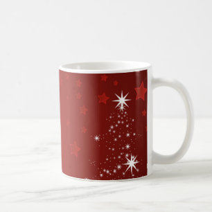 Red Background mit Starry Christmas Tree Kaffeetasse