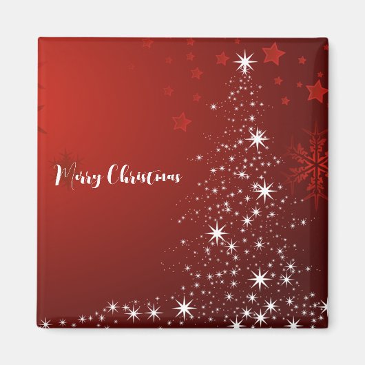 Red Background mit Starry Christmas Tree Magnet (Vorne)