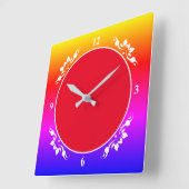 Red Background & Multi Colored Clock Face Sq Uhr (Winkel)