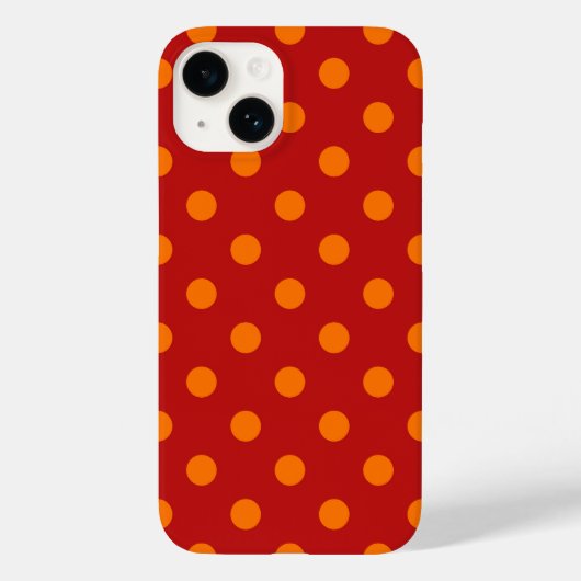 Red Background Orange Polka Dots Design Case-Mate iPhone Hülle (Rückseite)