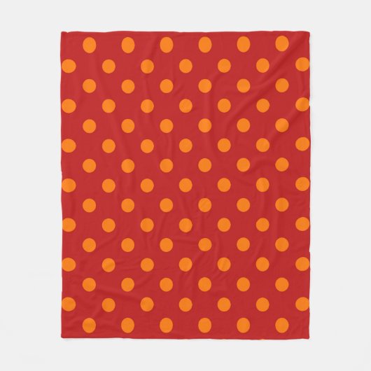 Red Background Orange Polka Dots Design Fleecedecke (Vorderseite)