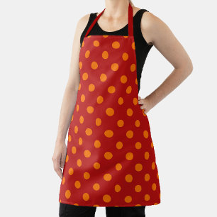 Red Background Orange Polka Dots Design Schürze